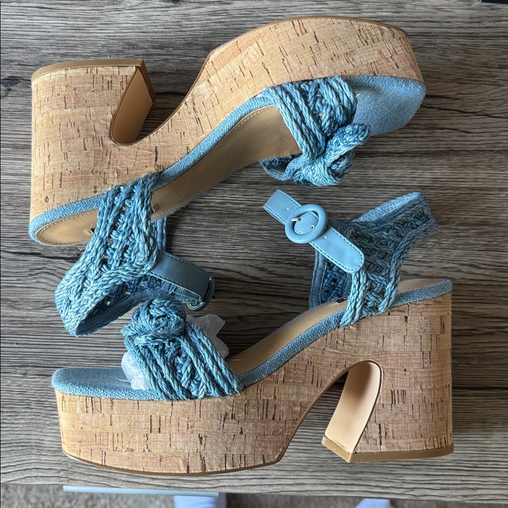 Nine West Sky Blue Braided Sandals - Picture 2 of 3